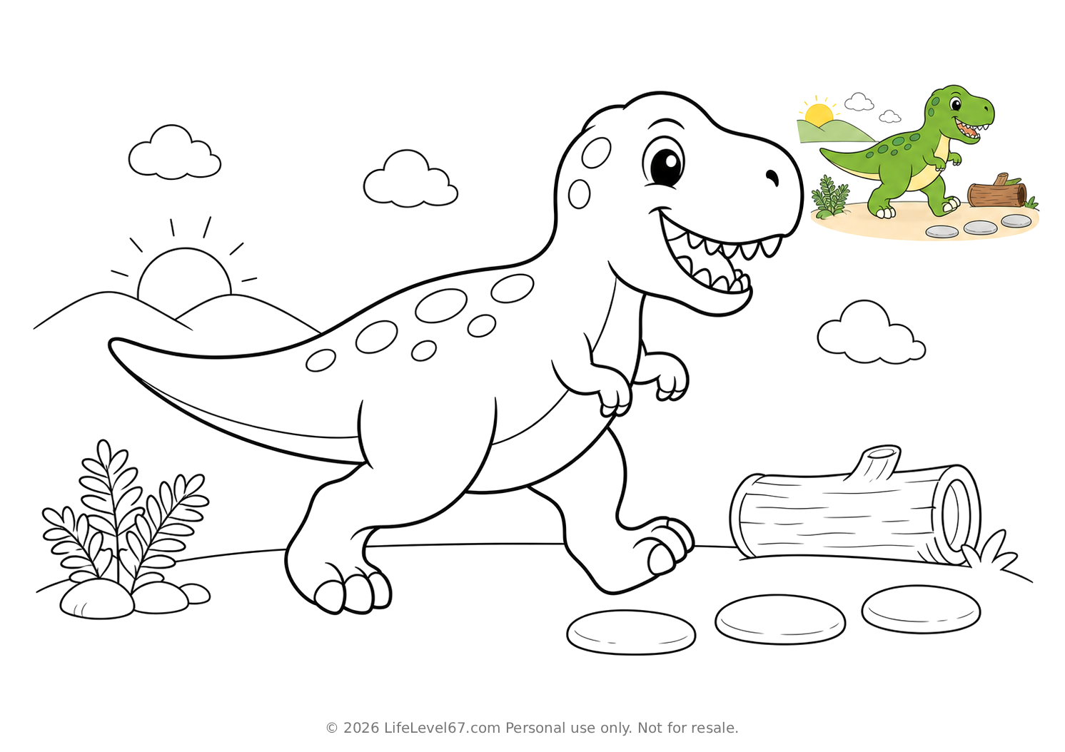 Walking T-Rex coloring page