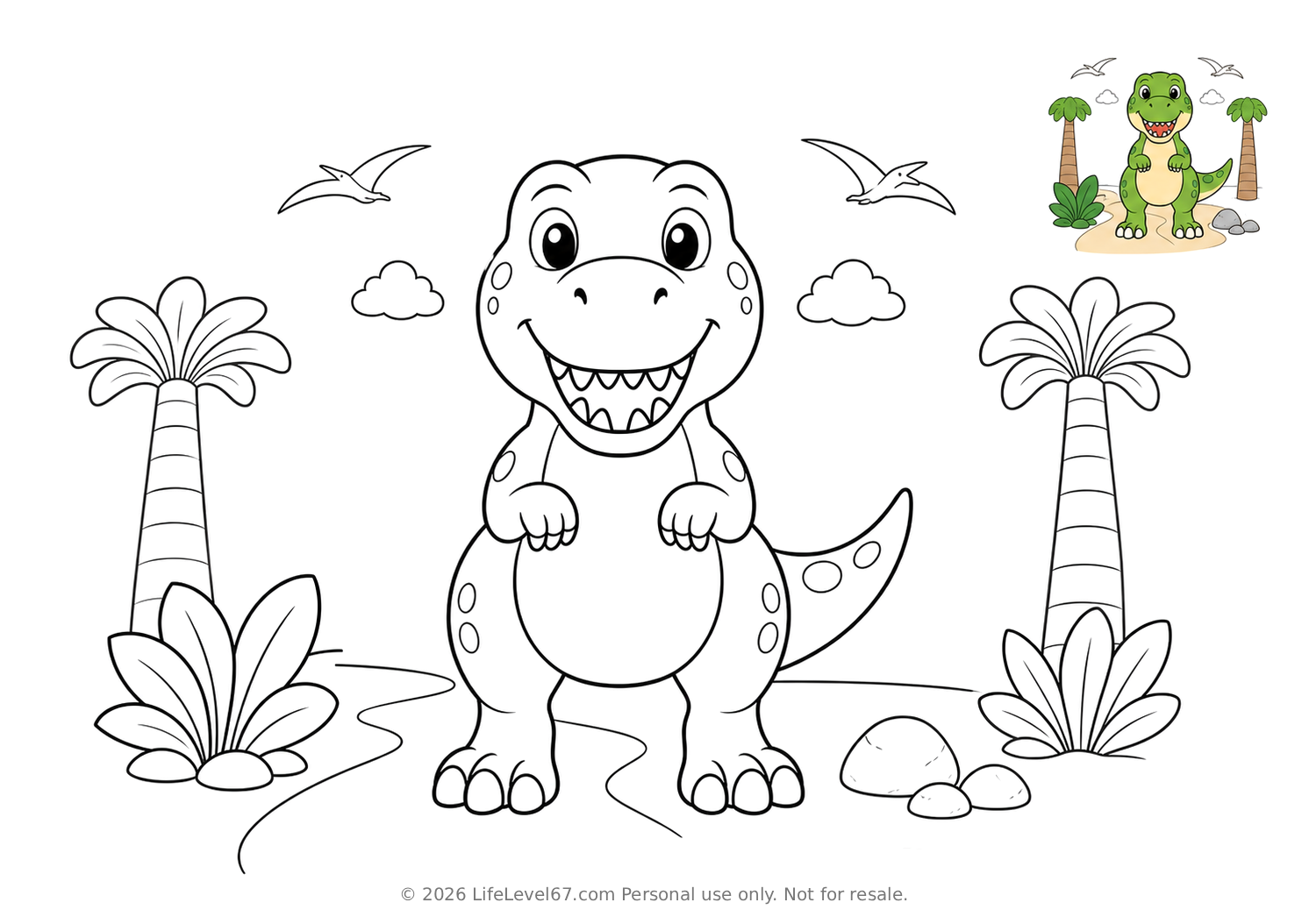 Front-facing T-Rex coloring page