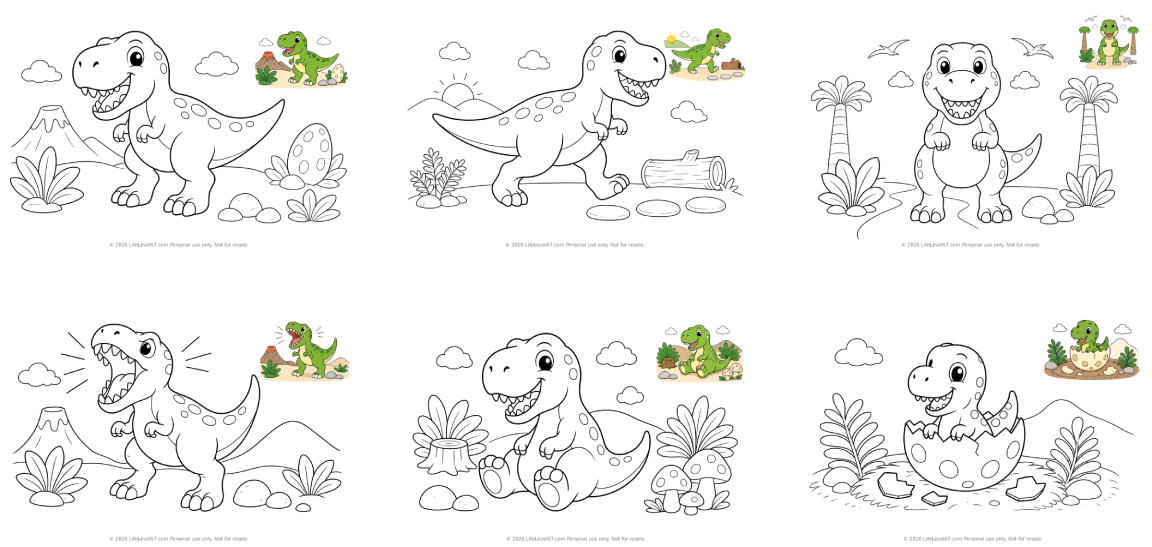 Free T-Rex coloring pages collection